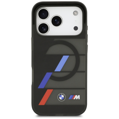 BMW M IML Metal Buttons Tricolor Lines MagSafe - Etui iPhone 17 Pro Max (czarny)