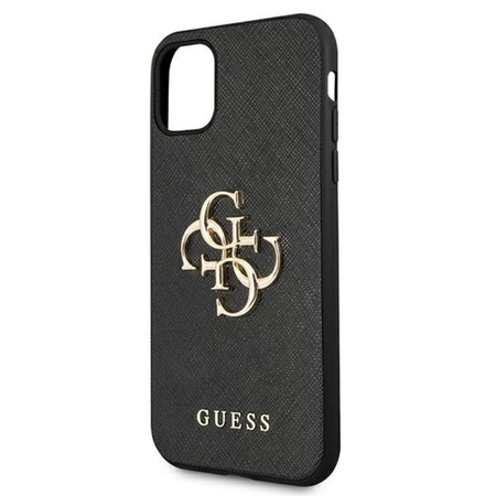 Guess Saffiano 4G Big Metal Logo - Etui iPhone 11 (czarny)