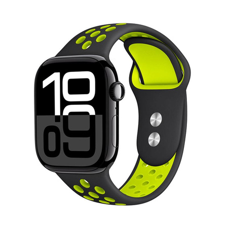 Crong Duo Sport - Pasek do Apple Watch 38/40/41/42 mm (czarny/limonkowy)