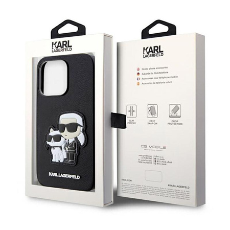 Karl Lagerfeld NFT Saffiano Karl & Choupette - Etui iPhone 14 Pro (Czarny)
