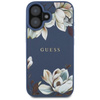 Guess Grained Printed Flower Pattern MagSafe - Etui do iPhone 16 (niebieski)
