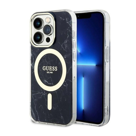 Guess Marble MagSafe - Etui iPhone 14 Pro Max (Czarny)