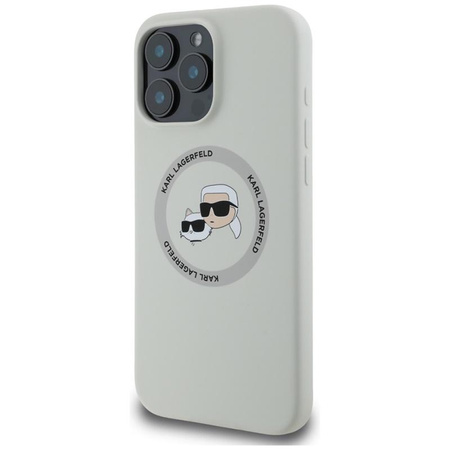 Karl Lagerfeld Silicone Double Heads And Circle MagSafe - Etui do iPhone 16 Pro (beżowy)