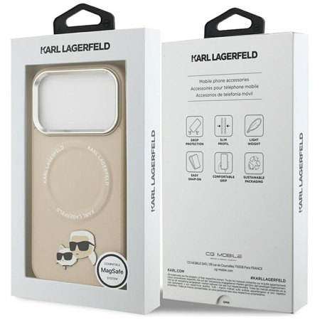 Karl Lagerfeld Karl & Choupette Pins MagSafe - Etui iPhone 17 Pro (beżowy)
