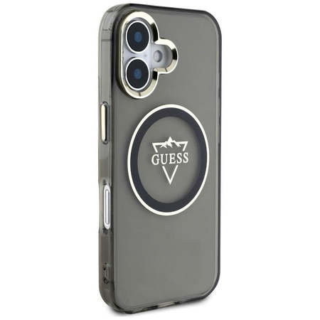Guess IML Metal Mountain Logo MagSafe - Etui do iPhone 16 (czarny)
