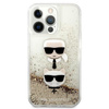 Karl Lagerfeld Liquid Glitter Karl & Choupette Head - Etui iPhone 13 Pro (złoty)