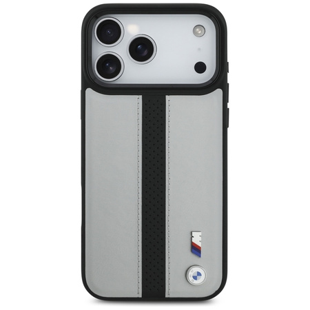 BMW M Perforated Stripe Logo MagSafe - Etui iPhone 17 Pro Max (szary)