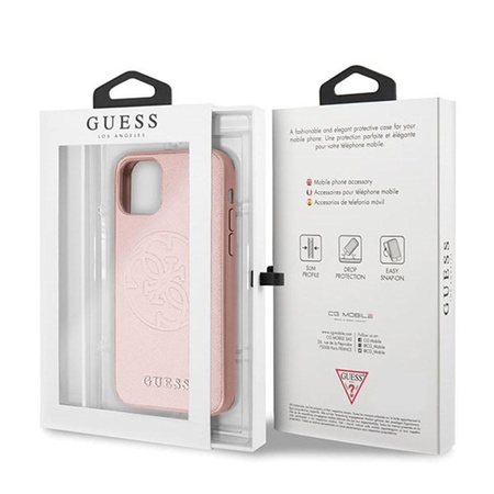 Guess Saffiano 4G Circle Logo - Etui iPhone 11 Pro Max (różowy)