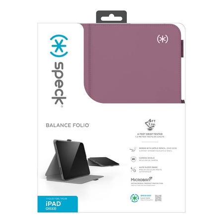 Speck Balance Folio – Etui iPad 10.9" (2022) z powłoką MICROBAN w/Magnet & Stand up (Plumberry/Crushed Purple/Crepe Pink)