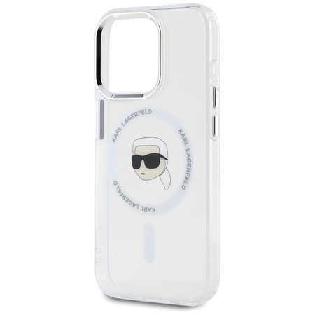 Karl Lagerfeld IML Metal Karl Head MagSafe - Etui do iPhone 15 Pro Max (biały)