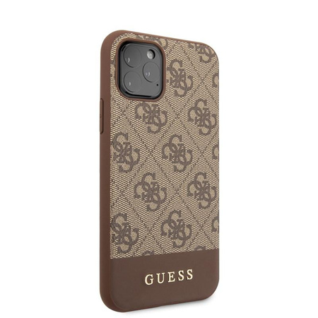 Guess 4G Bottom Stripe Collection - Etui iPhone 11 Pro (brązowy)
