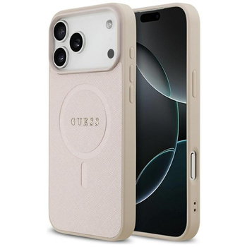 Guess Saffiano Classic Logo MagSafe - Etui iPhone 17 Pro Max (różowy)