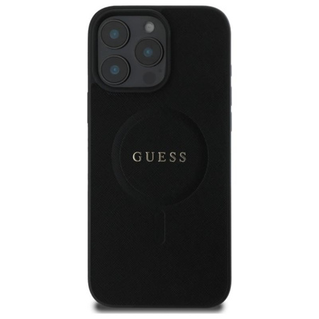 Guess Saffiano Classic Logo MagSafe - Etui iPhone 16 Pro Max (czarny)