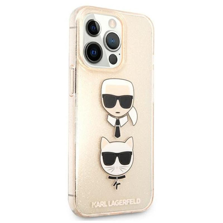 Karl Lagerfeld Glitter Karl & Choupette Head - Etui iPhone 13 Pro Max (złoty)