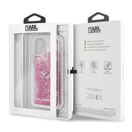 Karl Lagerfeld Glitter Liquid Floatting Charms - Etui iPhone 11 Pro (Pink Floatting Charms)