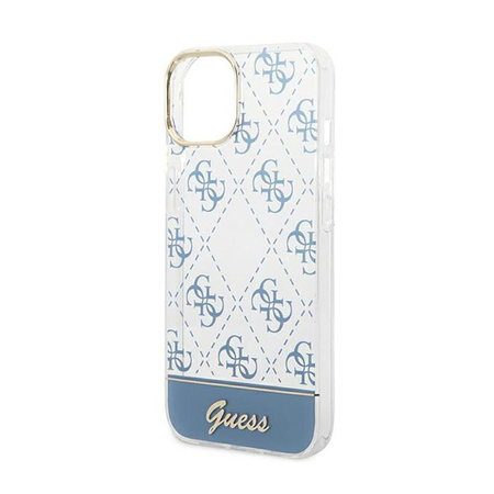 Guess 4G Stripe Script Logo Electroplated Pattern – Etui iPhone 14 (niebieski)