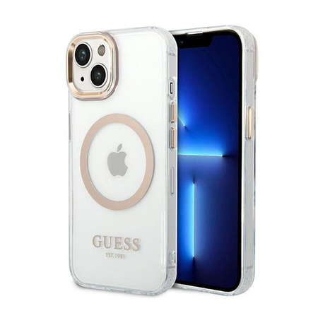 Guess Metal Outline Magsafe - Etui iPhone 14 (przezroczysty)