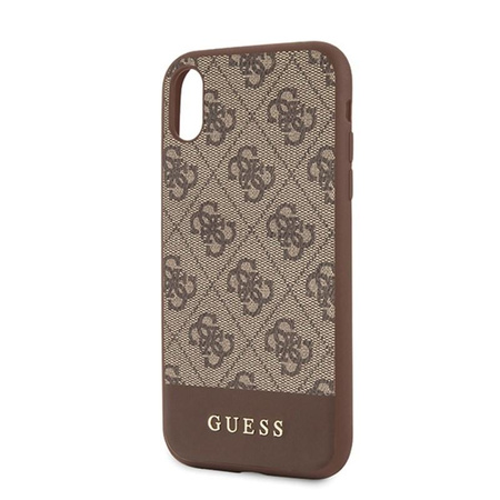 Guess 4G Bottom Stripe Collection - Etui iPhone XR (brązowy)