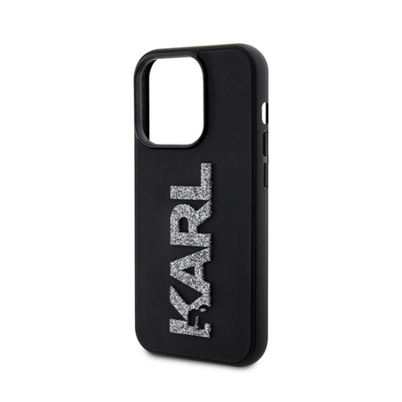 Karl Lagerfeld 3D Rubber Glitter Logo - Etui iPhone 15 Pro (czarny)