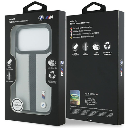 BMW M Perforated Stripe Logo MagSafe - Etui iPhone 17 Pro (szary)