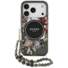 Guess IML Flowers Electro Pearl Strap MagSafe - Etui iPhone 17 Pro (czarny)