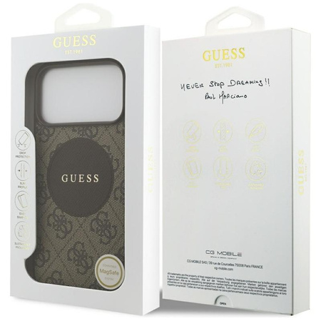 Guess 4G Circle Classic Logo MagSafe - Etui iPhone 17 Pro Max (brązowy)