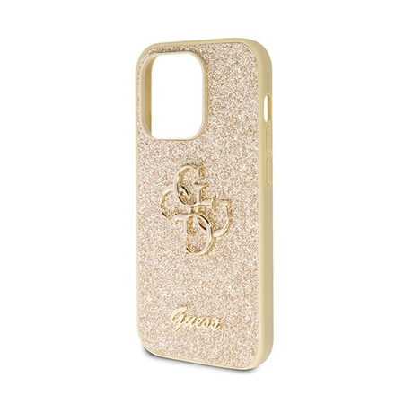 Guess Glitter Script Big 4G - Etui iPhone 14 Pro Max (złoty)
