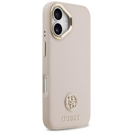 Guess Grained Strass Logo MagSafe - Etui iPhone 17 (różowy)