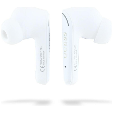 Guess Flat Classic Logo Electroplated - Słuchawki TWS + etui ładujące (biały)