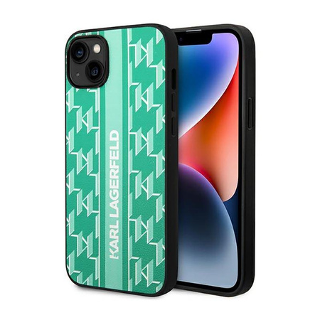 Karl Lagerfeld Monogram Stripe - Etui iPhone 14 (zielony)