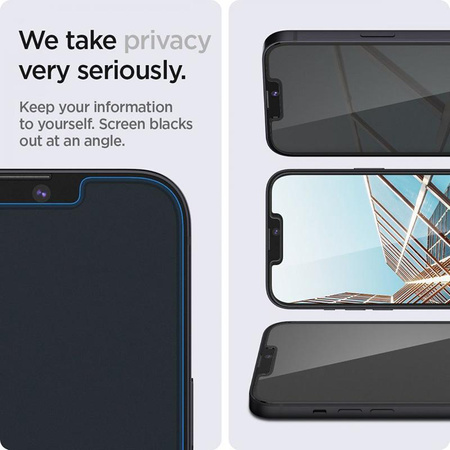 Spigen GLAS.TR EZ FIT Privacy - Szkło hartowane z filtrem prywatyzującym do iPhone 14 / iPhone 13 Pro / iPhone 13 2 szt