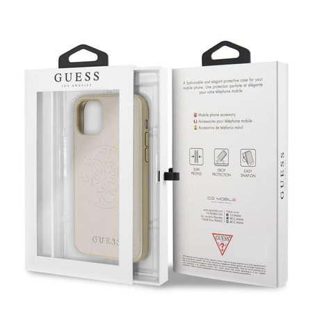 Guess Saffiano 4G Circle Logo - Etui iPhone 11 Pro (złoty)