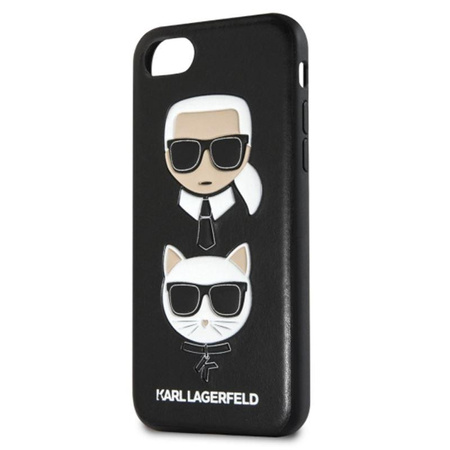 Karl Lagerfeld Embossed Case Karl & Choupette - Etui iPhone SE 2020 / 8 / 7 (czarny)