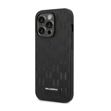Karl Lagerfeld Saffiano Mono Metal Logo - Etui iPhone 14 Pro (czarny)