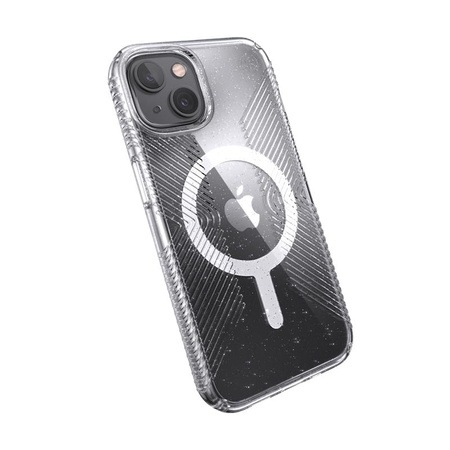 Speck Presidio Perfect-Clear with Glitter + Grips + MagSafe - Etui iPhone 13 z powłoką MICROBAN (Clear/Platinum Glitter)