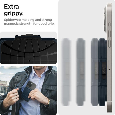 Spigen Lock Fit MagSafe - Portfel magnetyczny (Metal Slate)