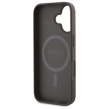 Guess Peony On 4G Background MagSafe - Etui iPhone 16 (brązowy)