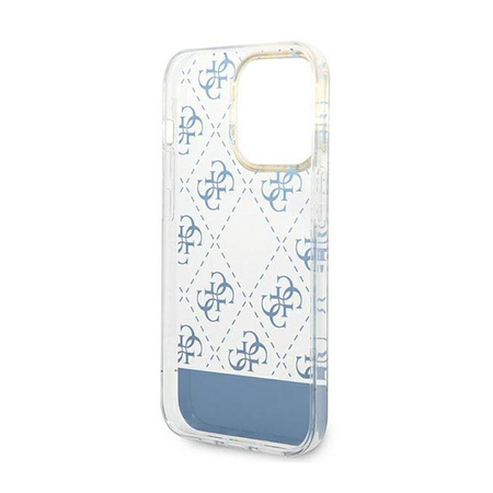 Guess 4G Stripe Script Logo Electroplated Pattern – Etui iPhone 14 Pro (niebieski)