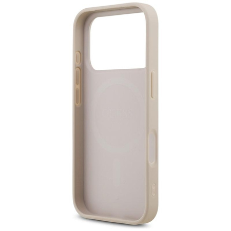 Guess Leather 4G Triangle Strass MagSafe - Etui iPhone 17 Pro (różowy)