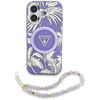 Guess Palm Trees Triangle Pearl Strap MagSafe - Etui do iPhone 16 (fioletowy)