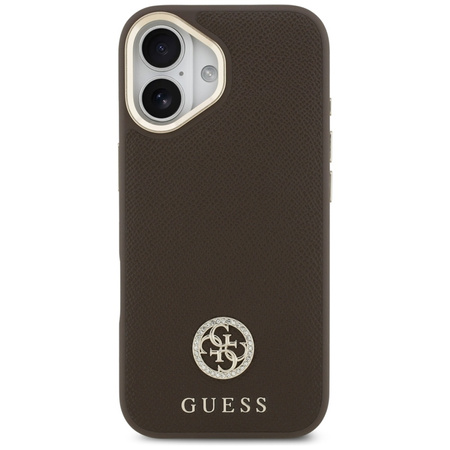 Guess Grained Strass Logo MagSafe - Etui iPhone 17 (brązowy)