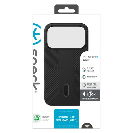 Speck Presidio2 Grip ClickLock & MagSafe – etui na iPhone'a 17 Pro Max (czarne / szare / białe)