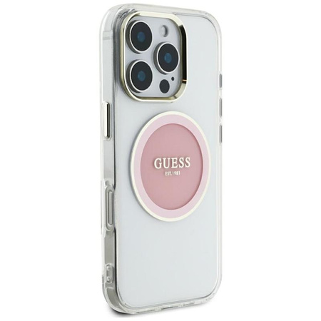 Guess IML Metal Colored Circle Classic Logo MagSafe - Etui do iPhone 16 Pro Max (różowy)