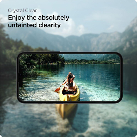 Spigen Alm Glass FC - Szkło hartowane do iPhone 16e / iPhone 14 / iPhone 13 / iPhone 13 Pro (Czarna ramka)