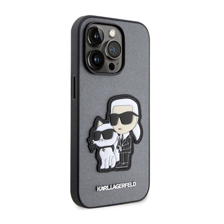 Karl Lagerfeld NFT Saffiano Karl & Choupette - Etui iPhone 14 Pro Max (Srebrny)