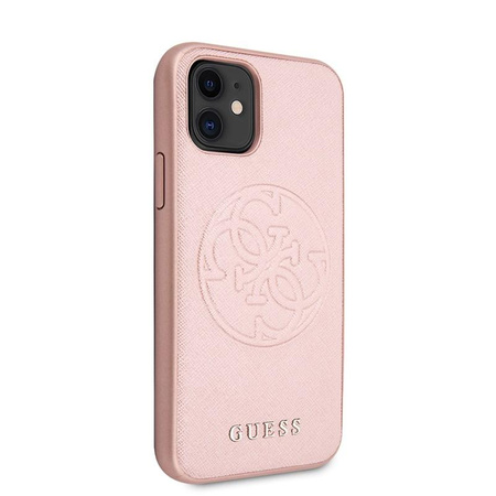 Guess Saffiano 4G Circle Logo - Etui iPhone 11 (różowy)