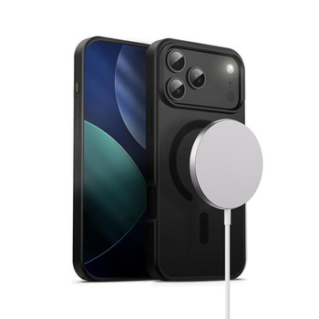 Crong Hybrid Frost MAG Cover - Etui MagSafe iPhone 17 Pro Max (czarny)