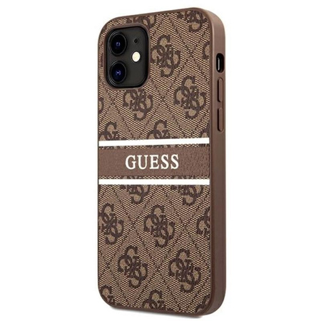 Guess 4G Printed Stripe - Etui iPhone 12 mini (brązowy)