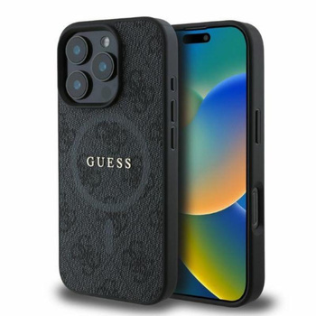 Guess 4G Ring Classic Logo MagSafe - Etui iPhone 16 Pro (czarny)