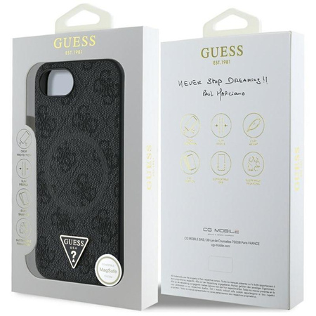 Guess 4G Ring Triangle Logo MagSafe - Etui do iPhone 16e (czarny)